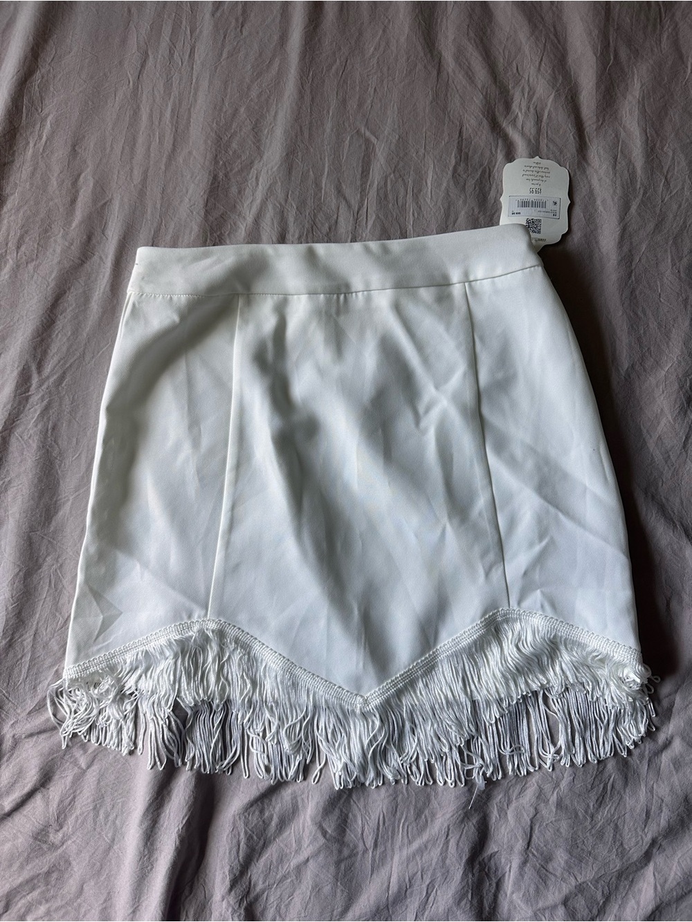 Altar'd State White Fringe-Hem Mini Skirt
